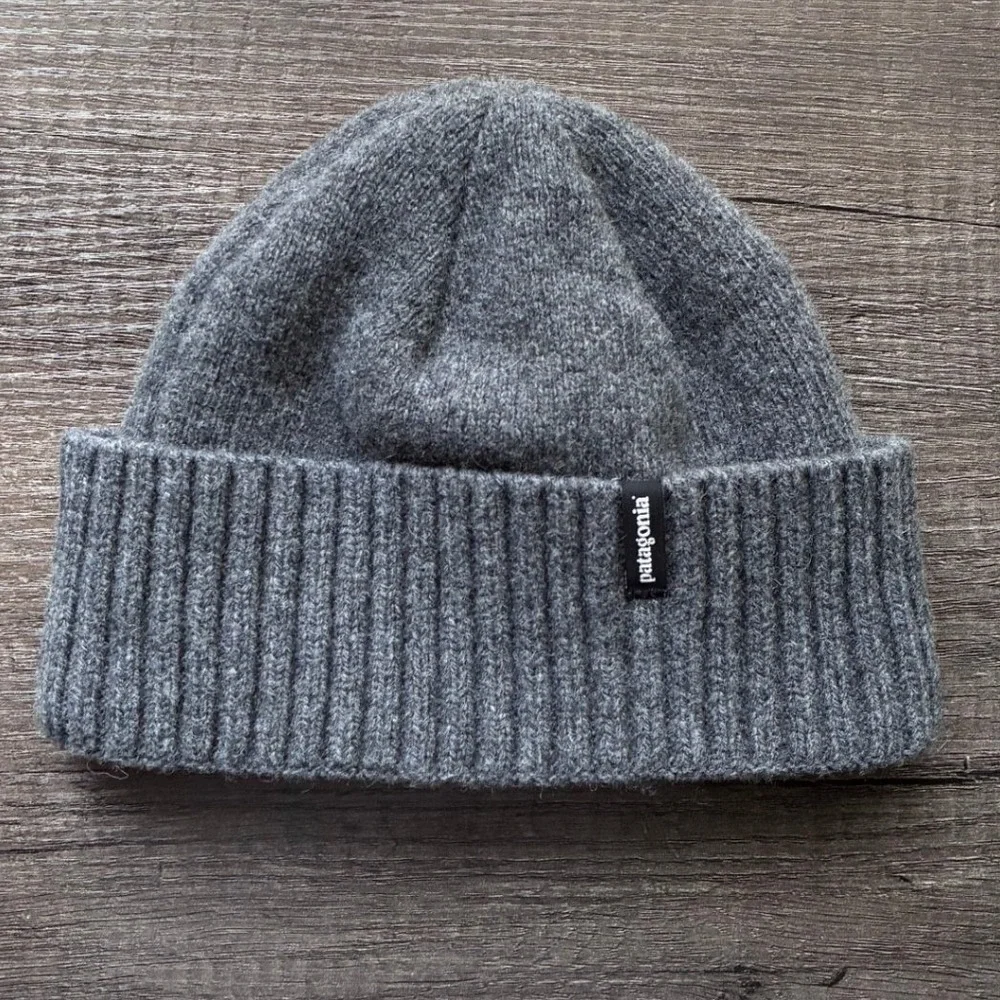 Patagonia Brodeo Beanie Hat One Size Gray Ribbed Knit Wool Blend Gorpcore Unisex